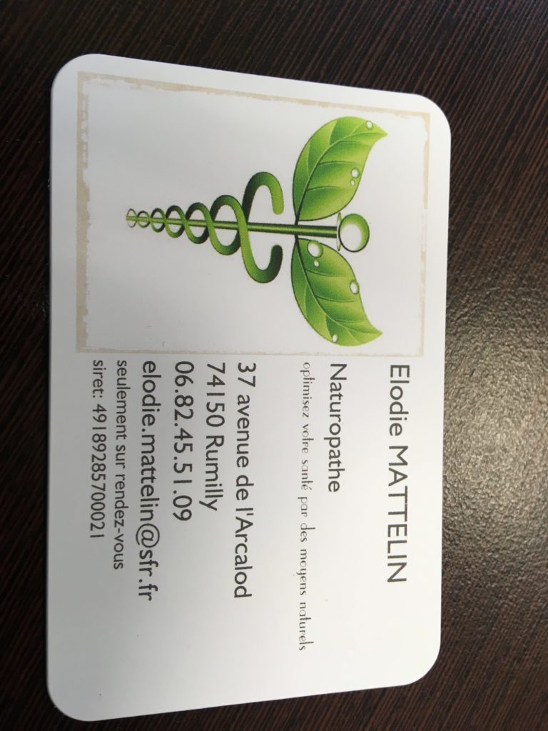 Carte visite Mattelin Elodie naturopathe Rumilly