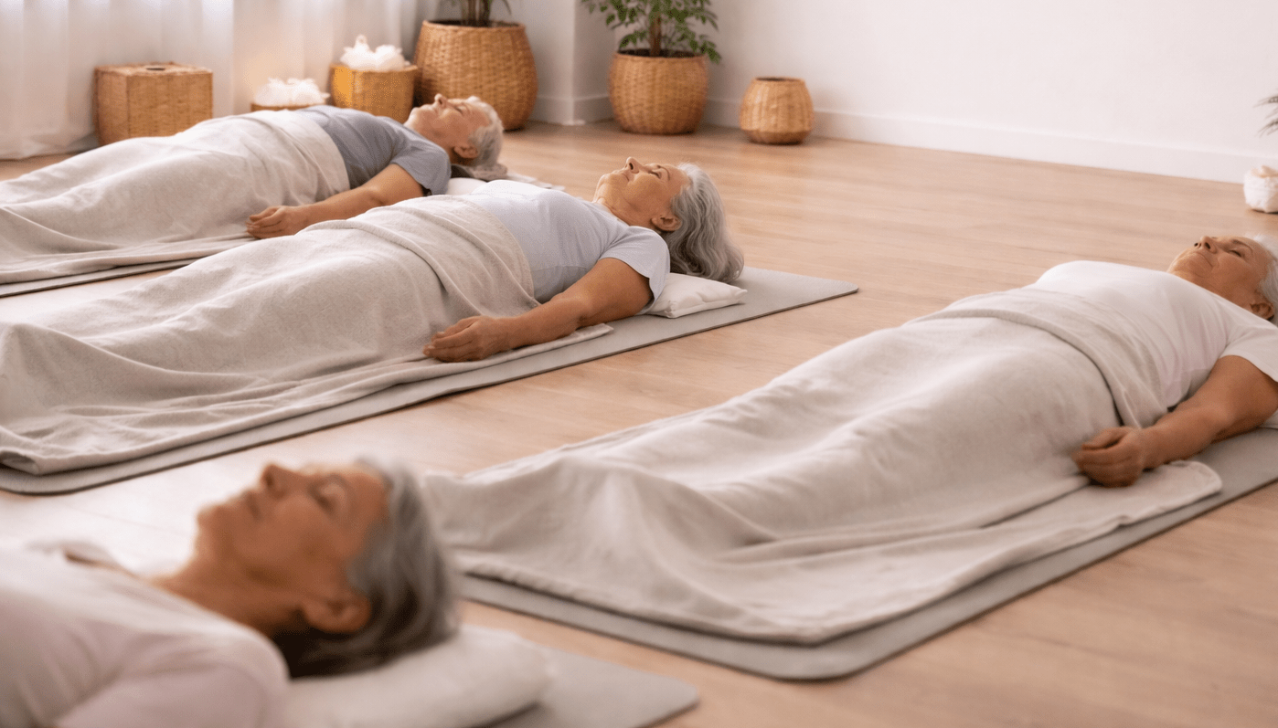 Repos en groupe dans un studio calme