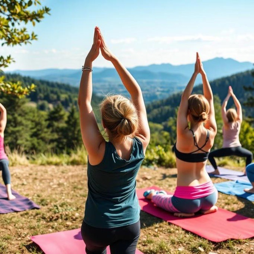 Yoga collectif en montagne — Académie de Vitalopathie